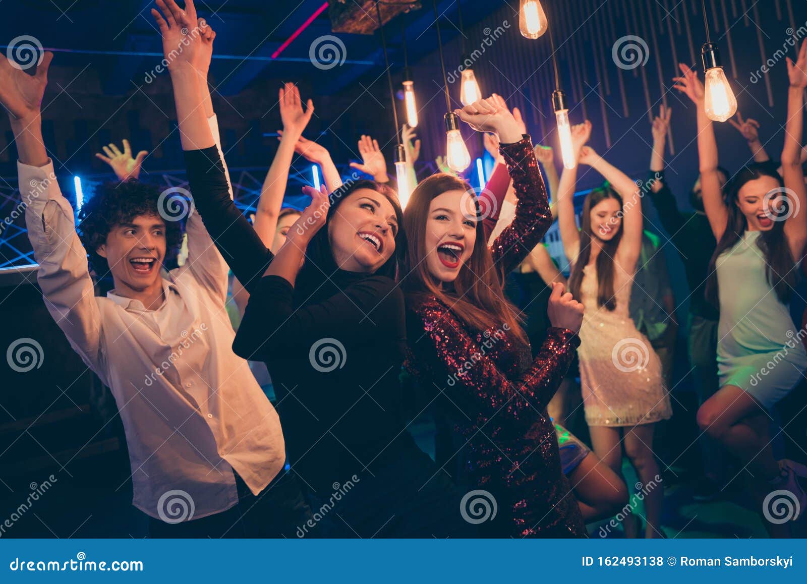 Portrait of Cheerful Positive Group Company Corporate People Two ...