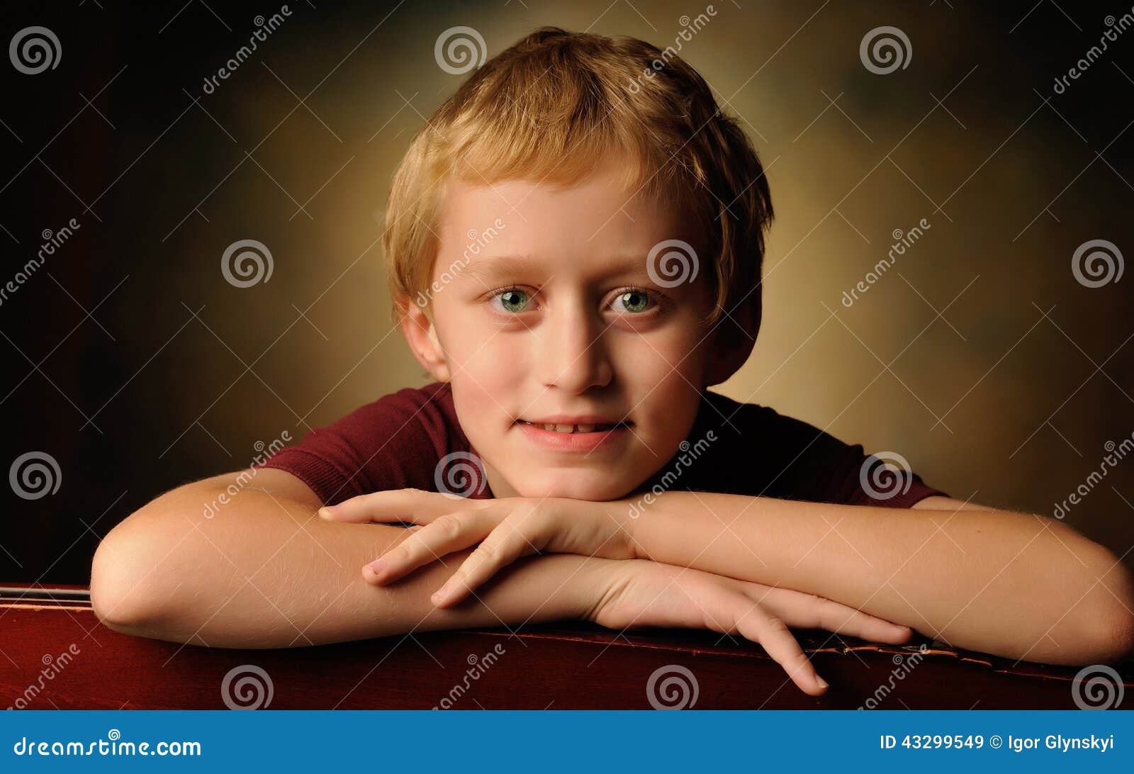 Portrait Of A Cheerful 10 Year Old Boy Stock Image - Image of male