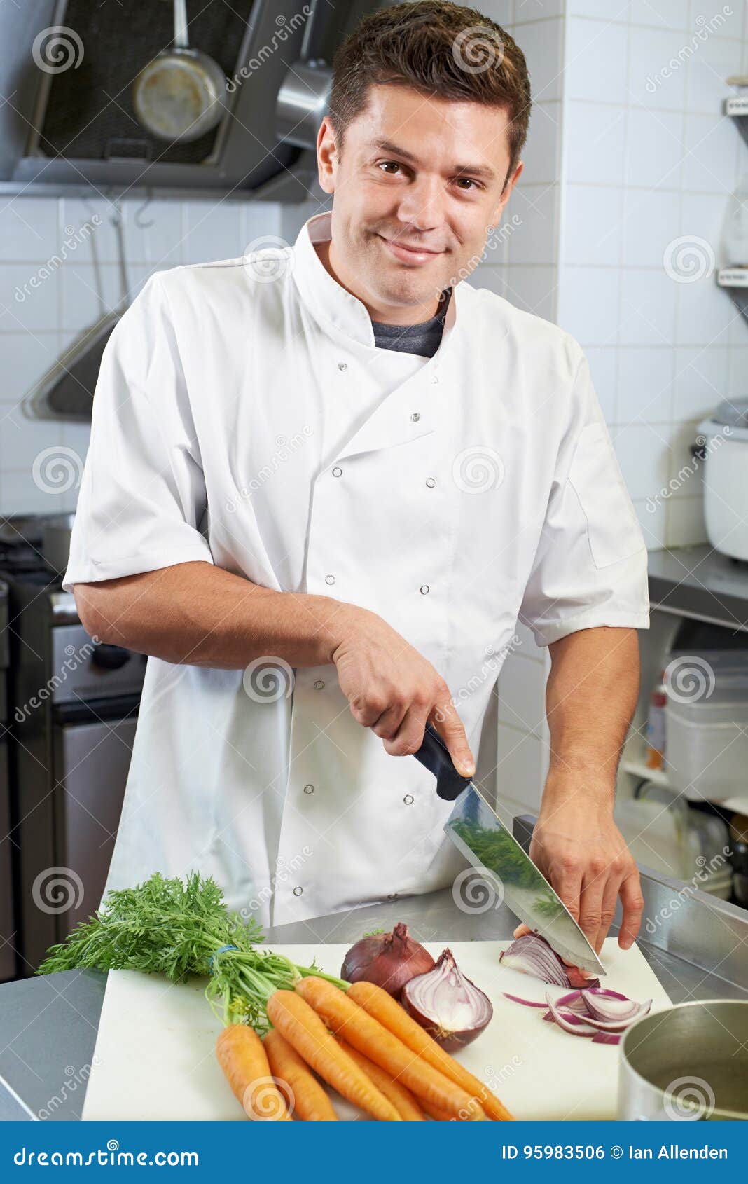 Portrait of Chef Preparing Vegetables in Restaurant Kitchen Stock Photo Image of restaurant