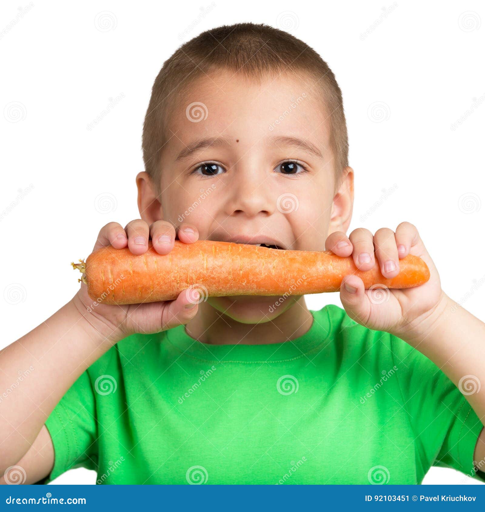 Portrait of a Child with a Carrot in Hands Stock Image Image of
