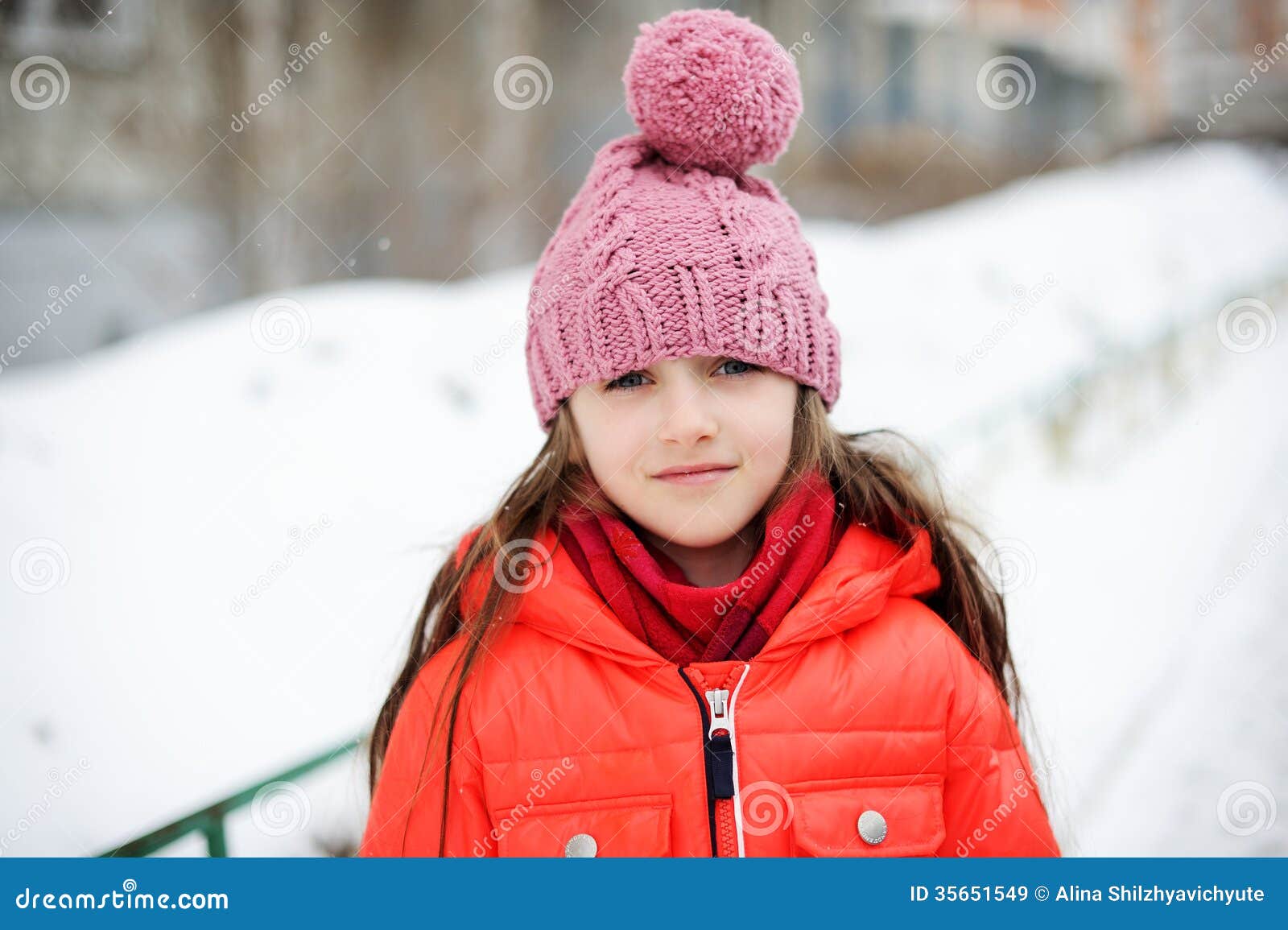 Portrait of Child Girl in Winter Clothes Stock Image - Image of ...