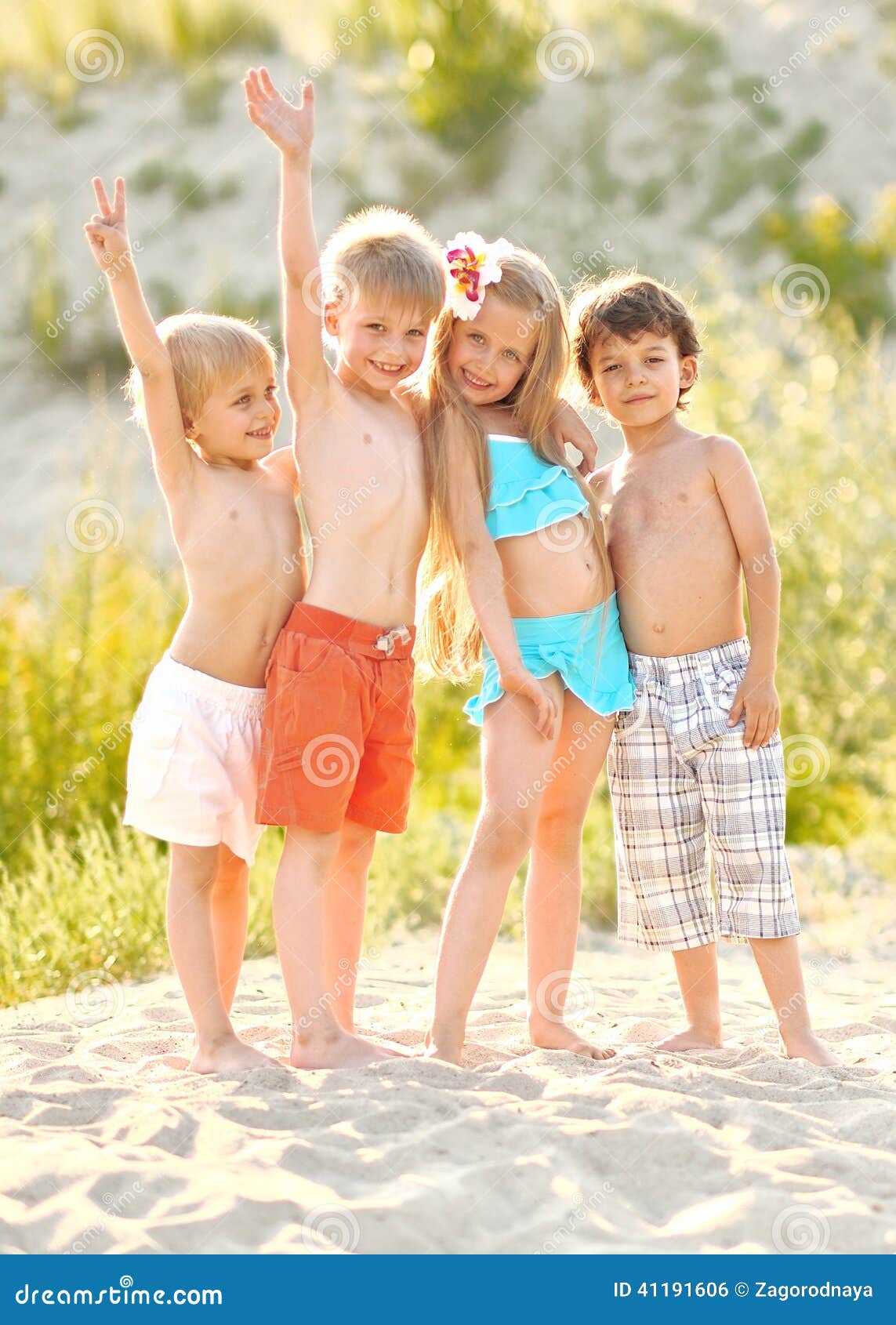 Portrait of Children on the Beach Stock Photo Image of gladness