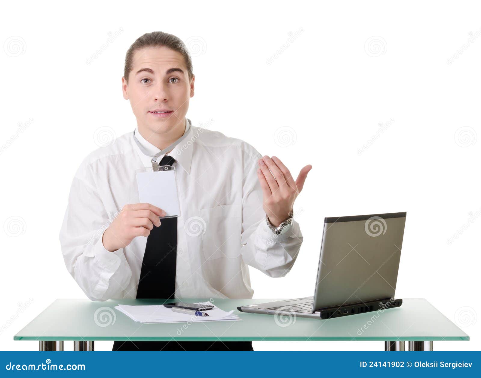Portrait of a clerk stock photo. Image of handsome, laptop 24141902