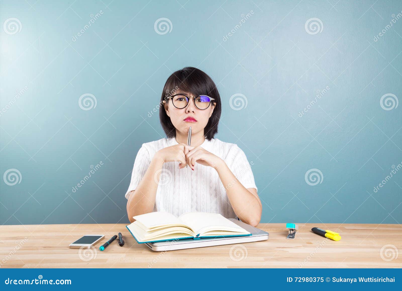 Portrait of Clever Asian Student Stock Image Image of book, hair