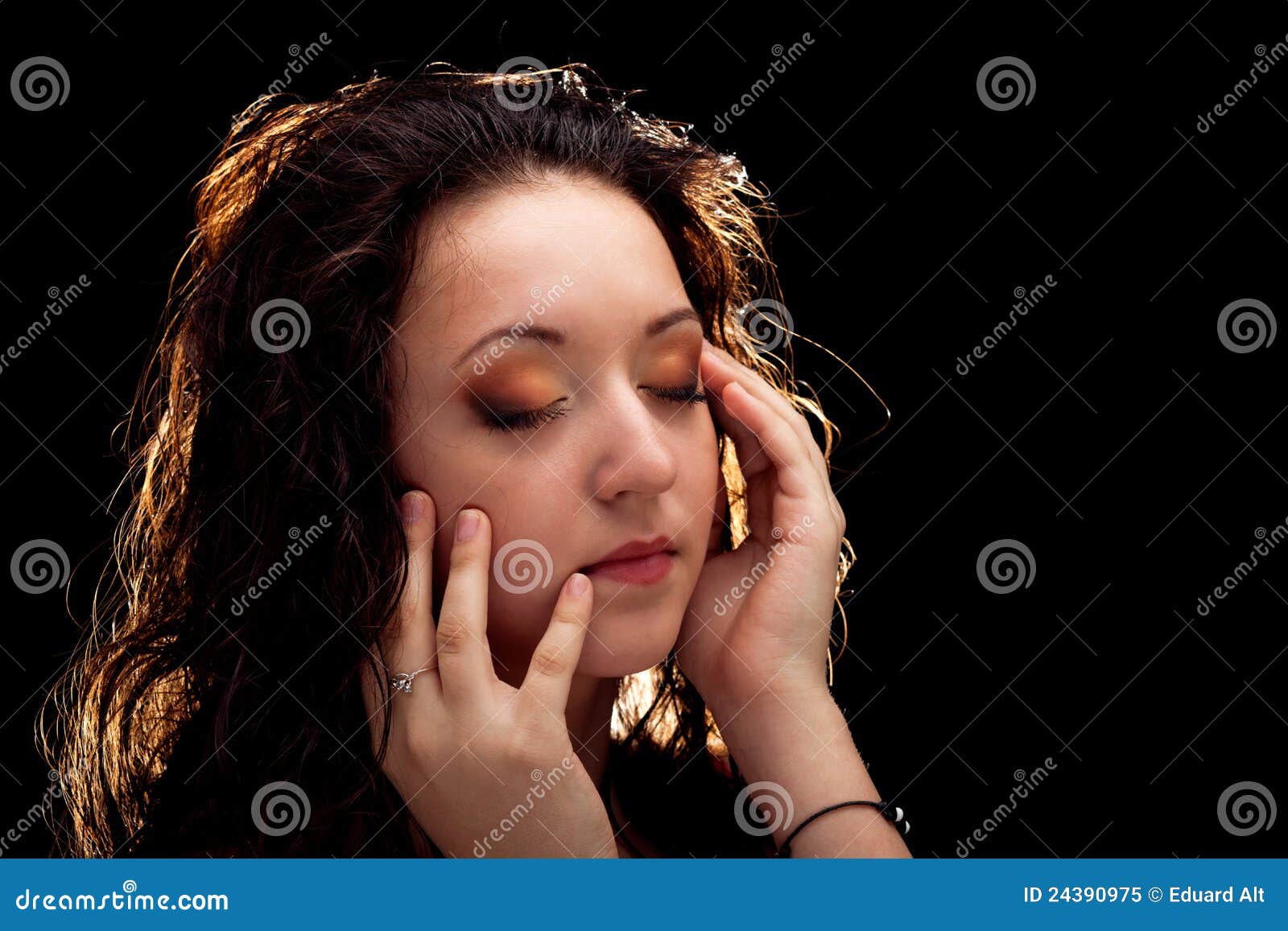 Portrait Of A Close Up Dark Haired Beautiful Girl Stock Image Image 