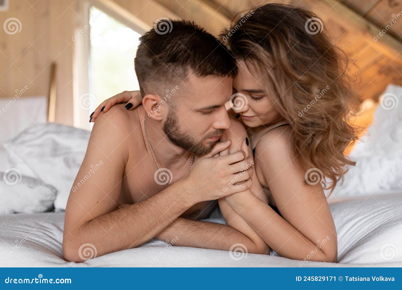 Sexy Romantic Couple Breast Stock Photos photo