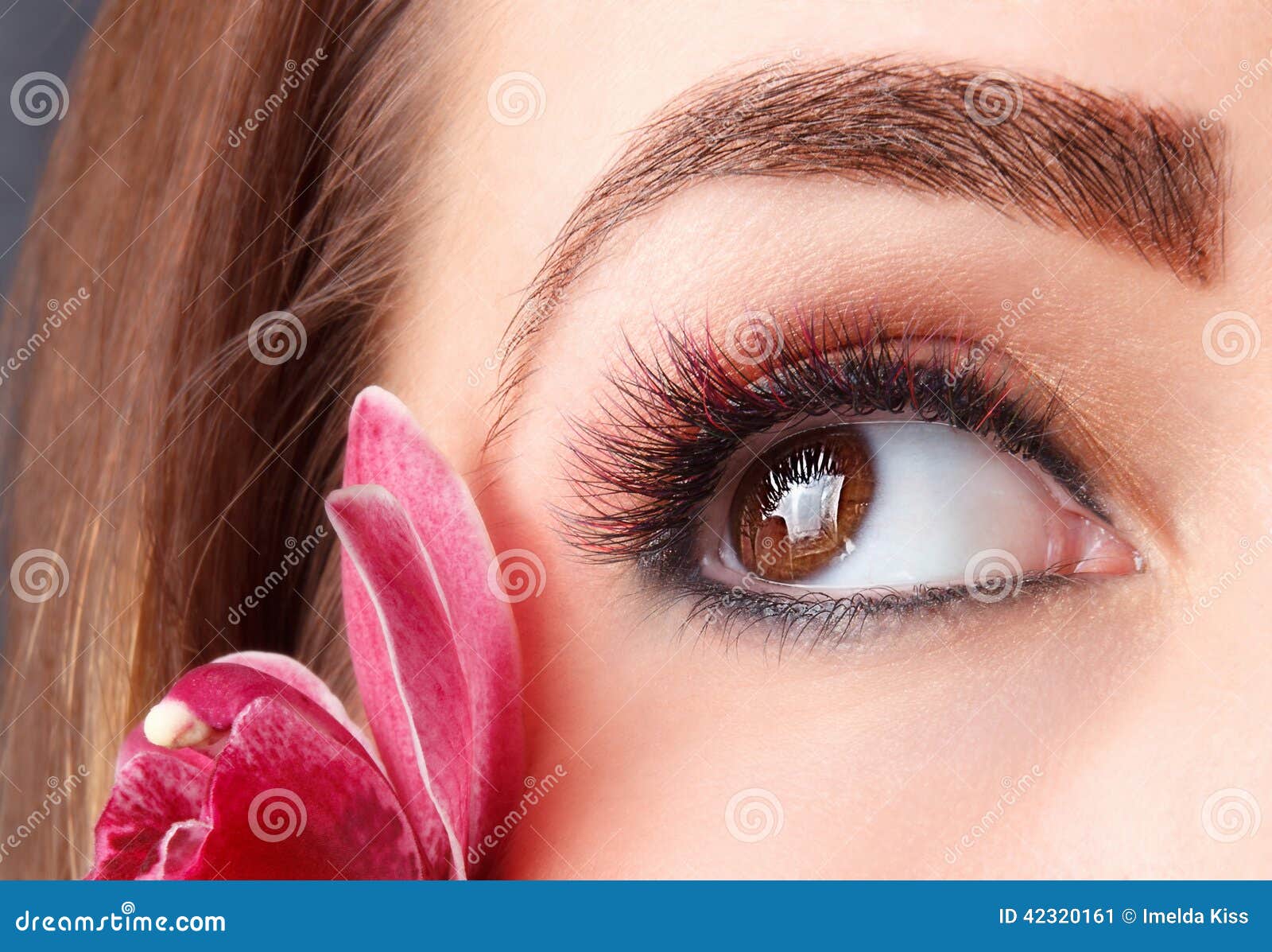 portrait of colorful eyelash extensions