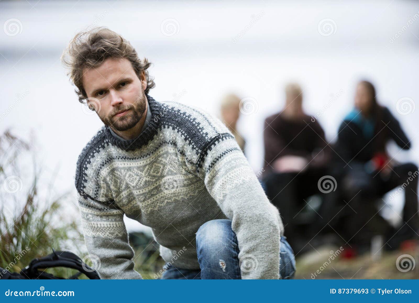 Portrait Of Confident Young Man At Campsite Stock Image - Image of ...