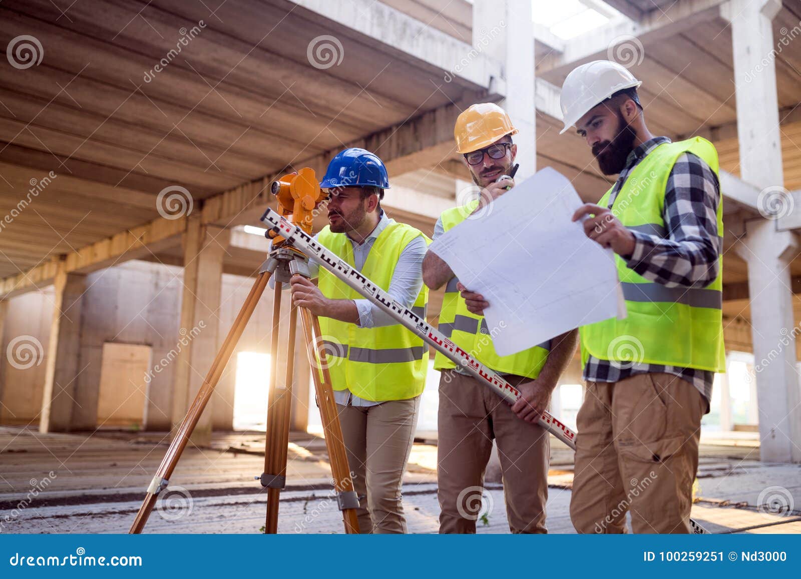 Portrait of Construction Engineers Working on Building Site Stock Image