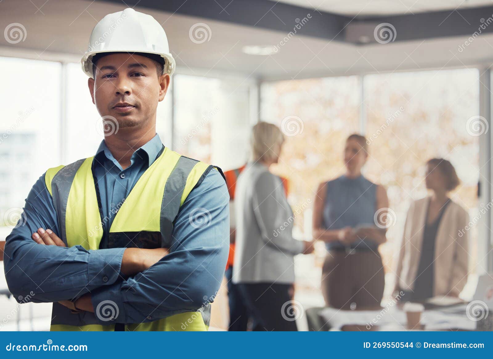 Portrait, Construction Worker and Building with a Man Engineer Standing