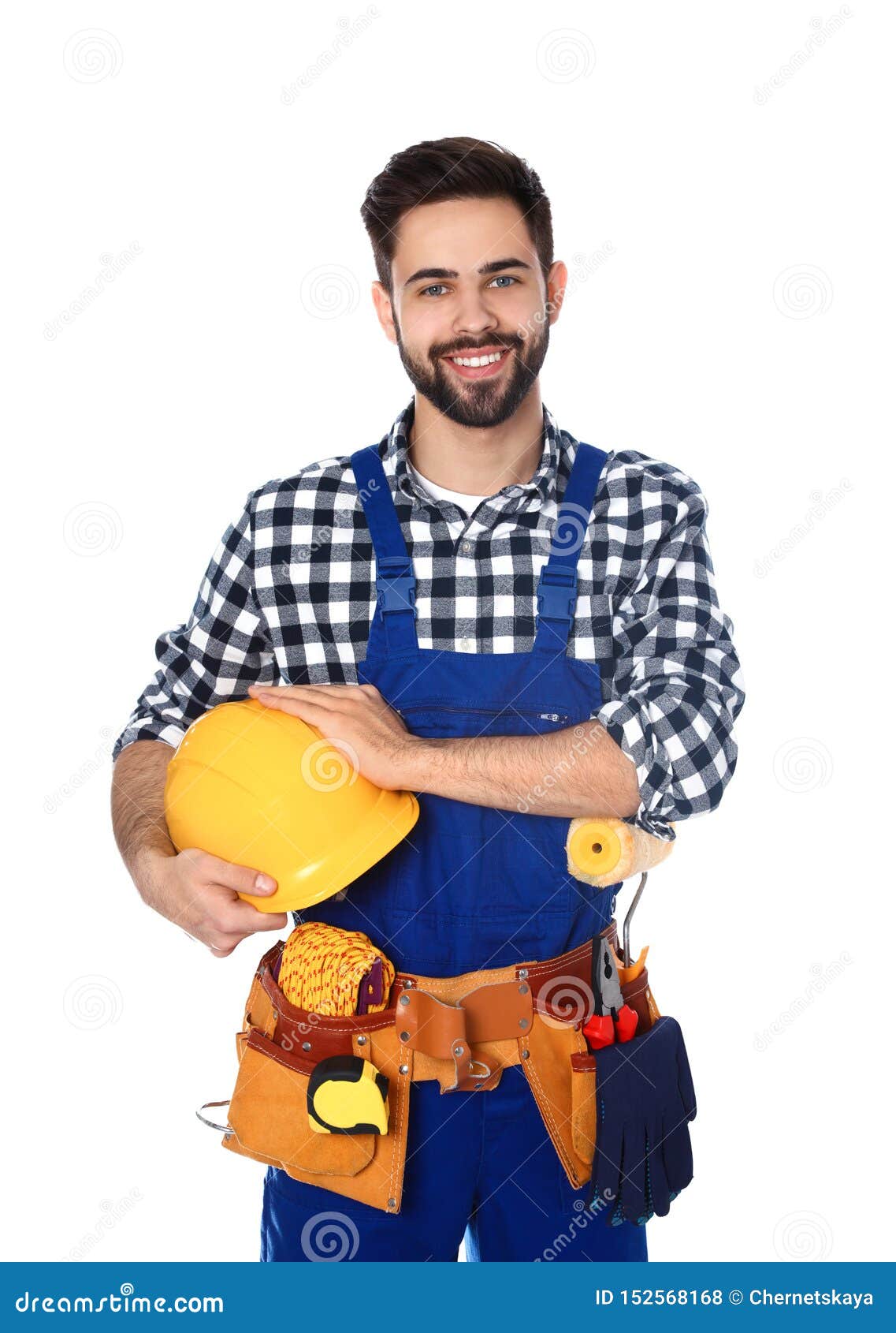 Portrait of Construction Worker with Tool Belt Stock Photo Image of