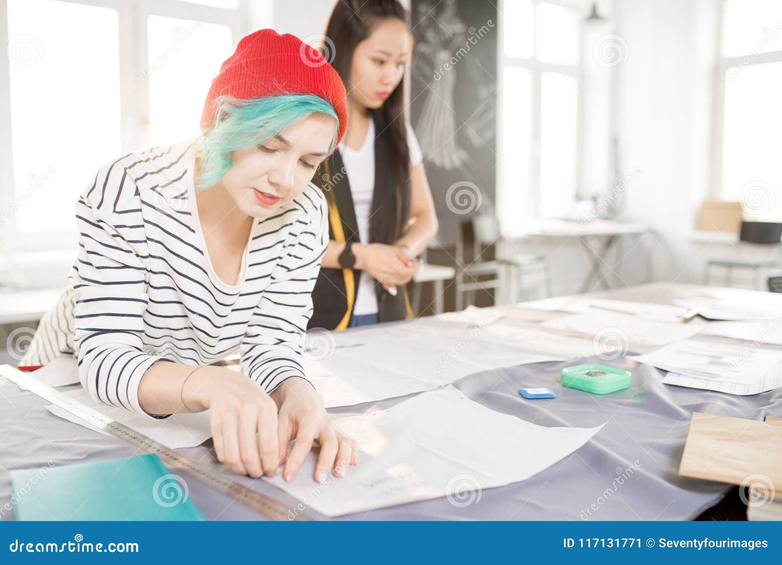Two Tailors Working in Atelier Workshop Stock Image - Image of artist ...