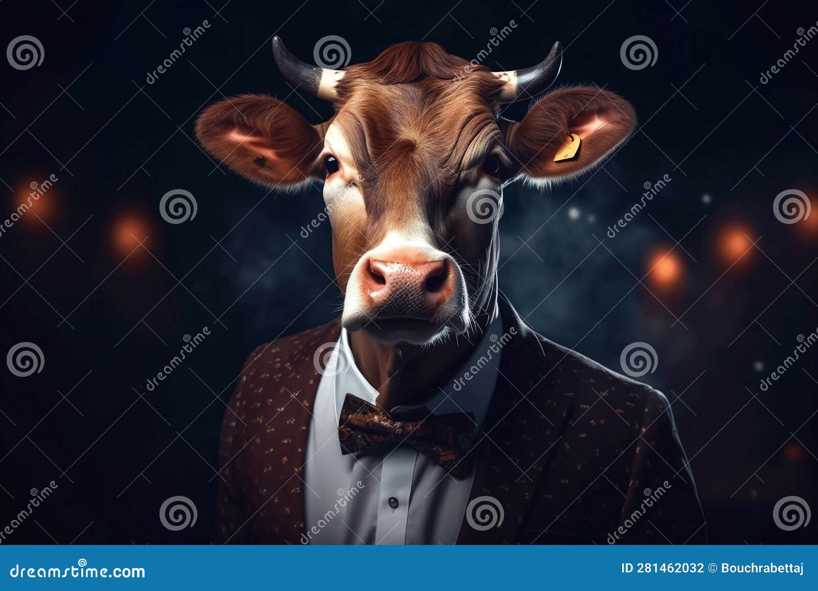 Portrait of a Cow Dressed in a Formal Business Suit Stock Illustration ...