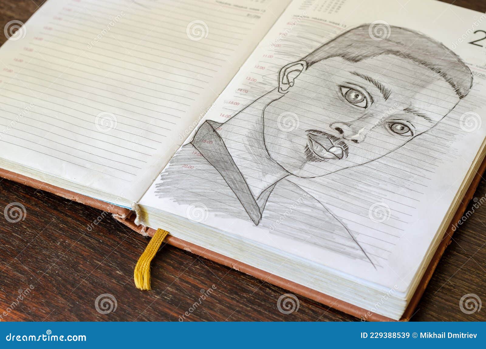 Portrait Crayon Du Jeune Homme Adulte Dans Un Journal Intime. Image stock  éditorial - Image du ligne, illustration: 229388539