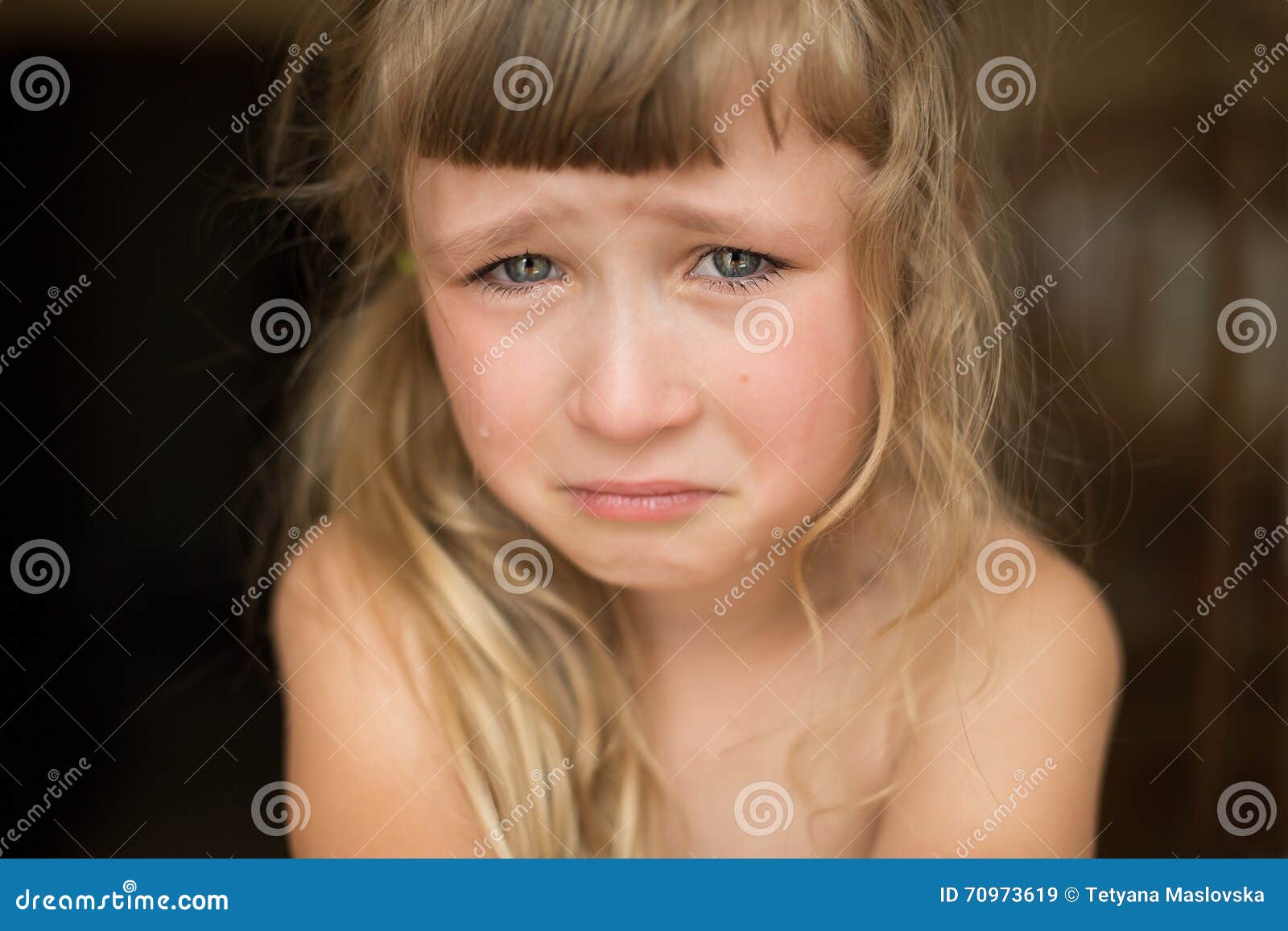 Portrait of Crying Little Girl Stock Image Image of offense
