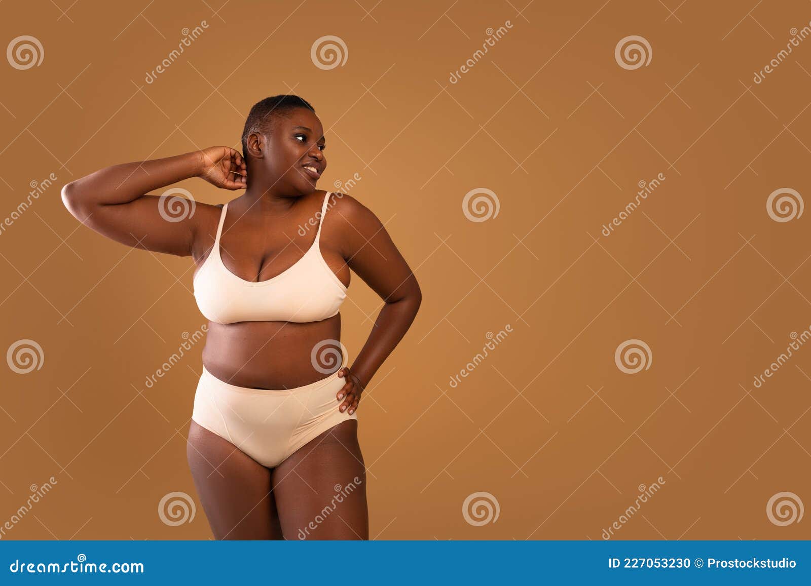 Portrait of Curvy African American Woman in Underwear Stock Photo - Image  of female, beautiful: 227053230