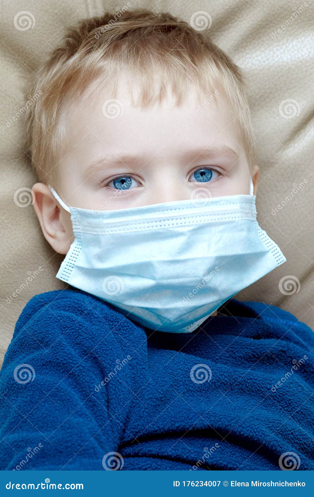 Portrait of Cute Baby Boy in Medical Sanitary Mask, with Beautiful ...