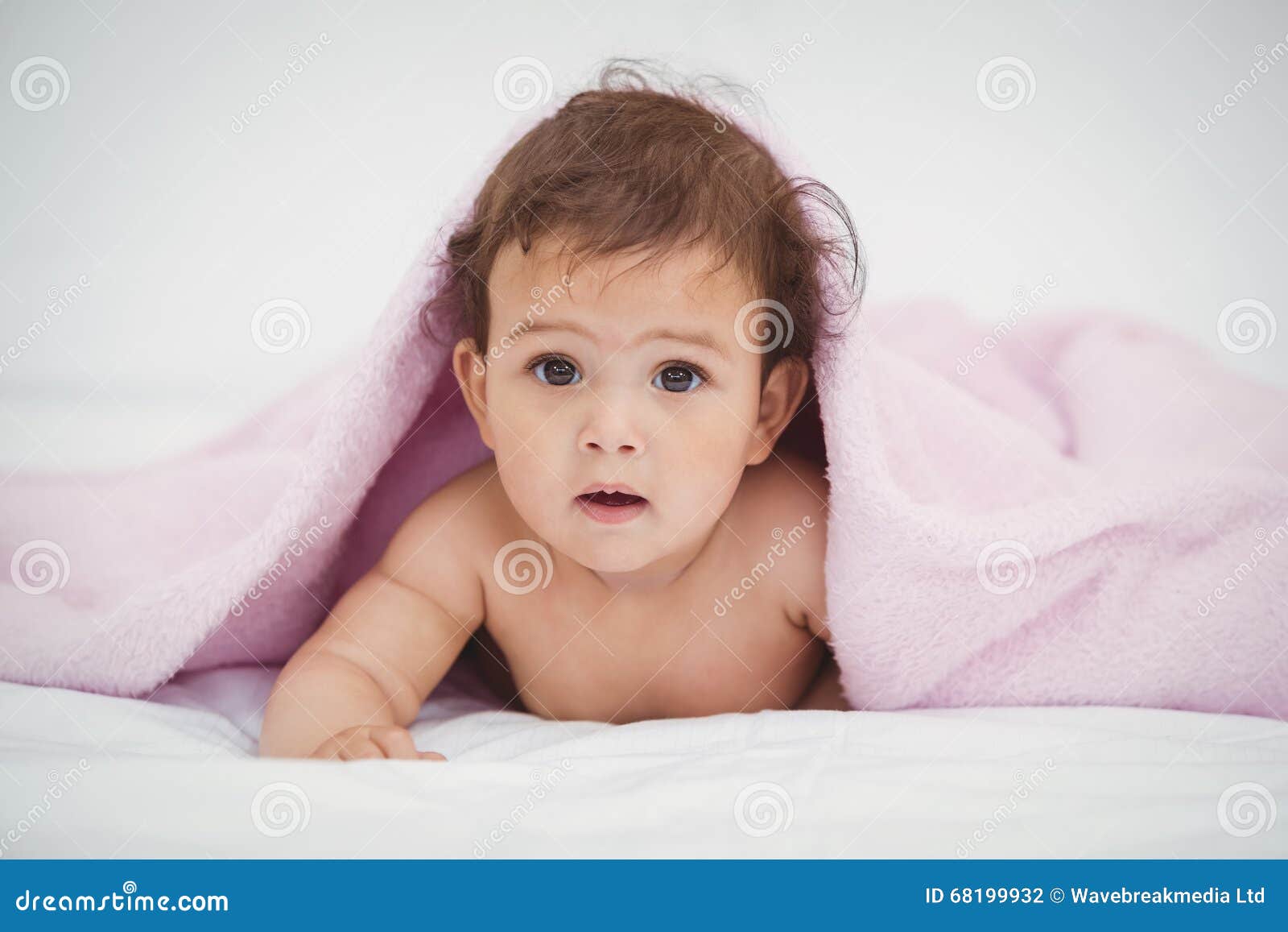 Portrait of Cute Baby Lying Under Blanket Stock Photo Image of baby