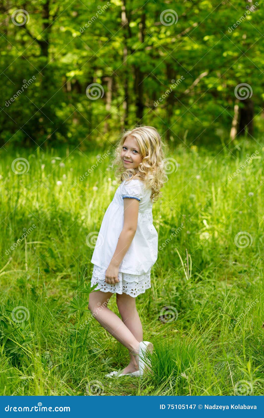 Portrait Cute Blonde Girl Outdoors In Summer Stock Image Image Of Beauty Relaxed 75105147