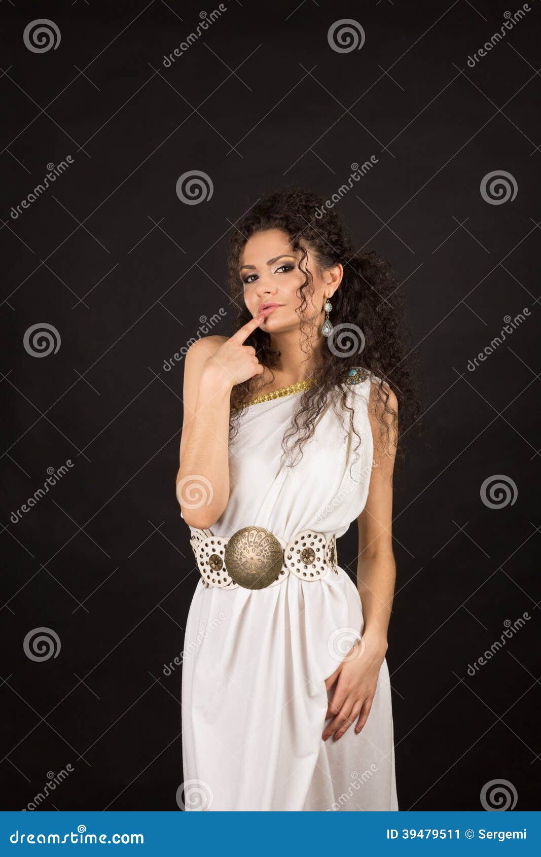 Portrait Of A Cute Curly Brunette Stock Image Image Of