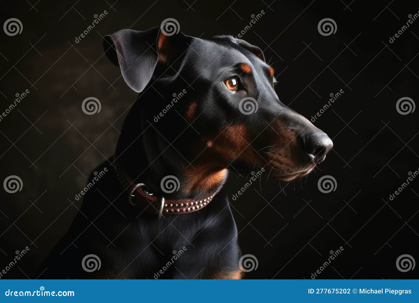 Portrait of a Cute Doberman Dog Created with Generative AI Technology