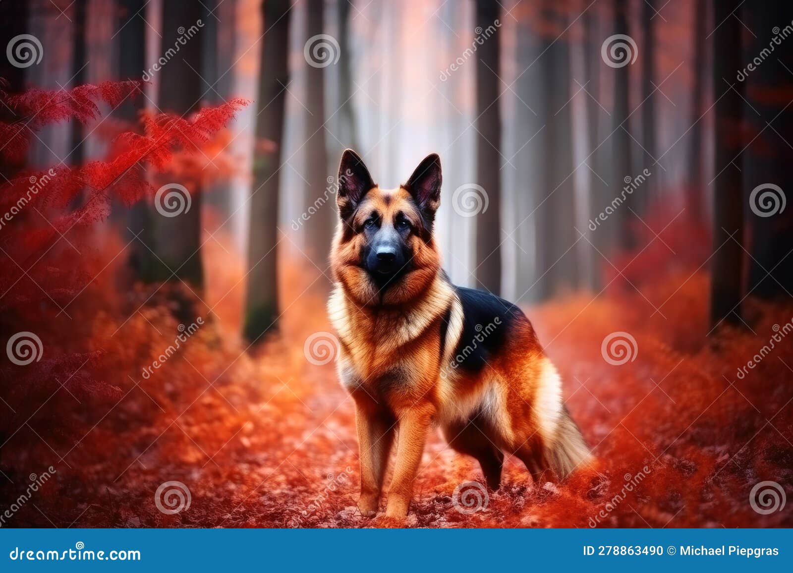 Portrait of a Cute German Shepherd Dog Created with Generative AI