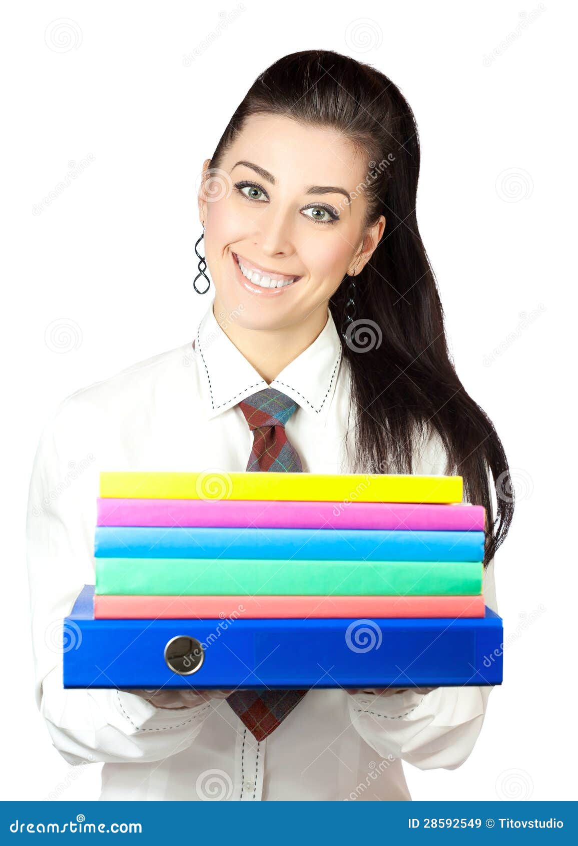 Portrait of a Cute Girl with Office Folders Stock Image Image of office, portrait 28592549