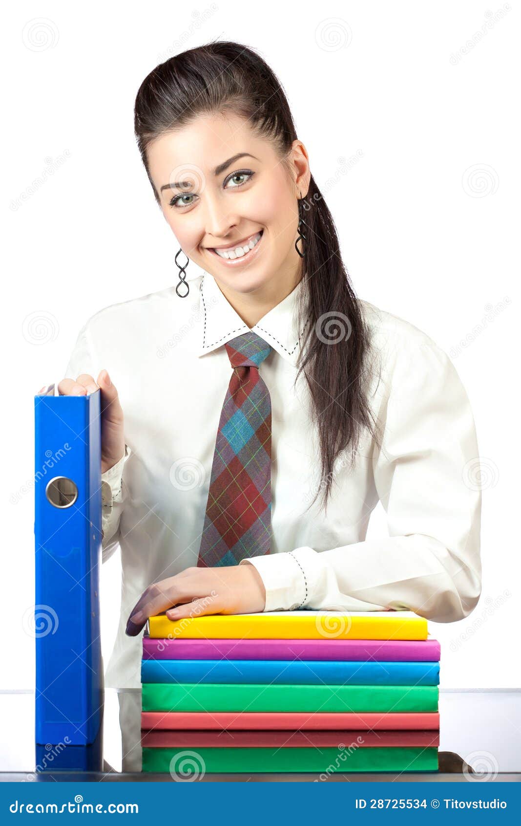 Portrait of a Cute Girl with Office Folders Stock Photo Image of office, paper 28725534