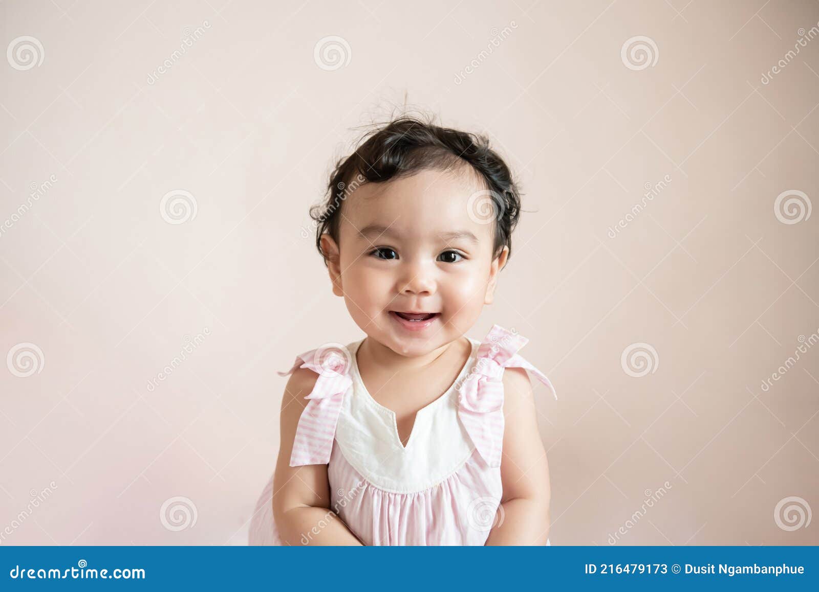 Portrait of Cute Little Asian Baby Girl Who Recently Had Baby Tooth ...