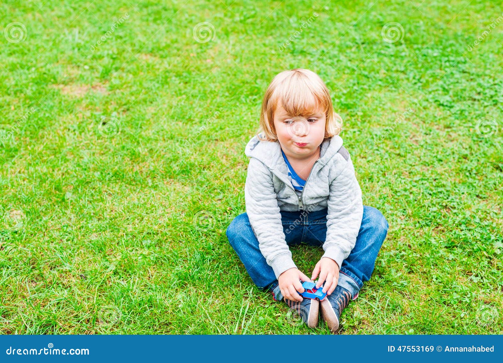 Portrait of a Cute Little Boy Stock Image - Image of grass, cheerful ...