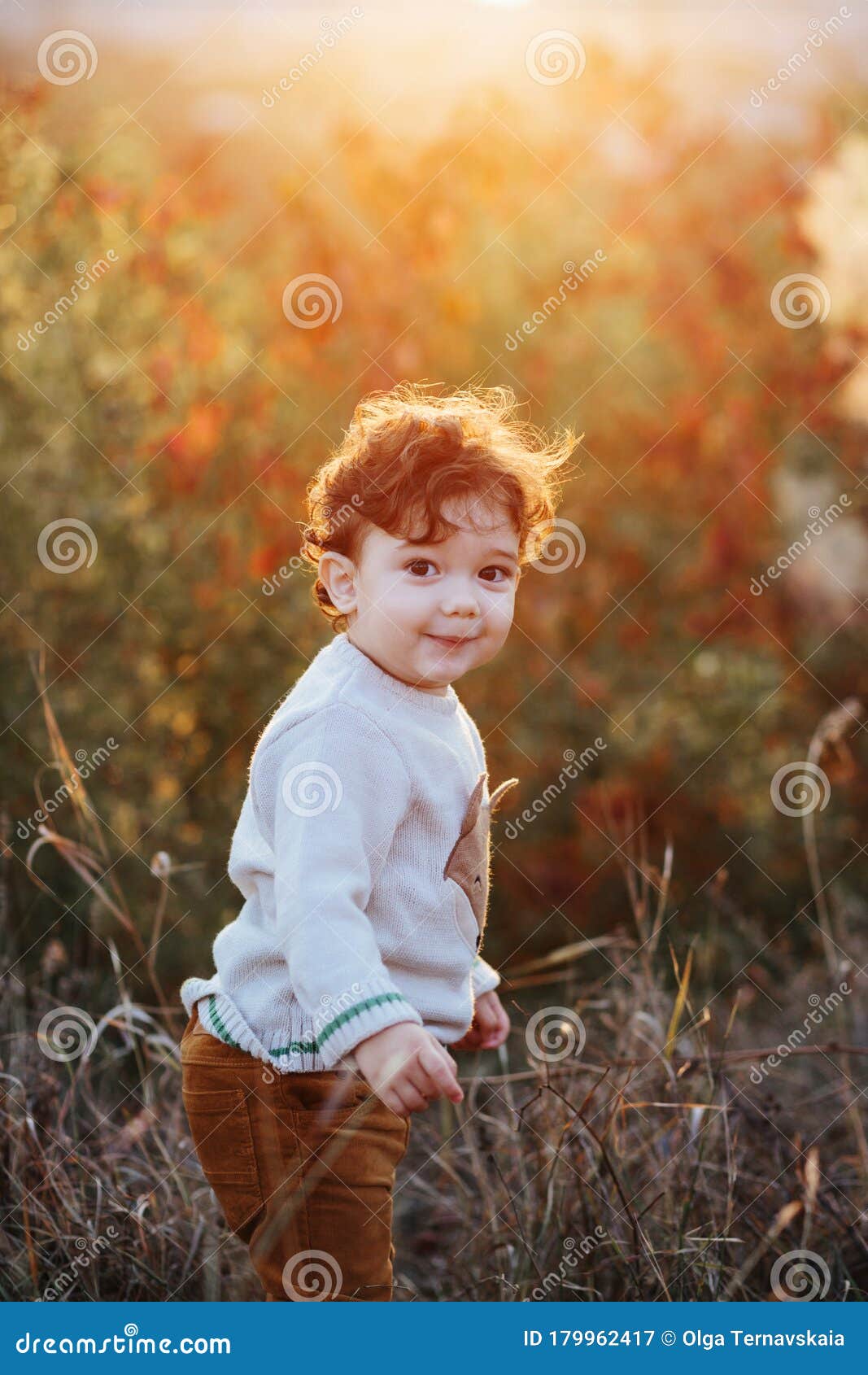 Portrait of Cute Little Boy Staying on the Grass. Smiling Child ...