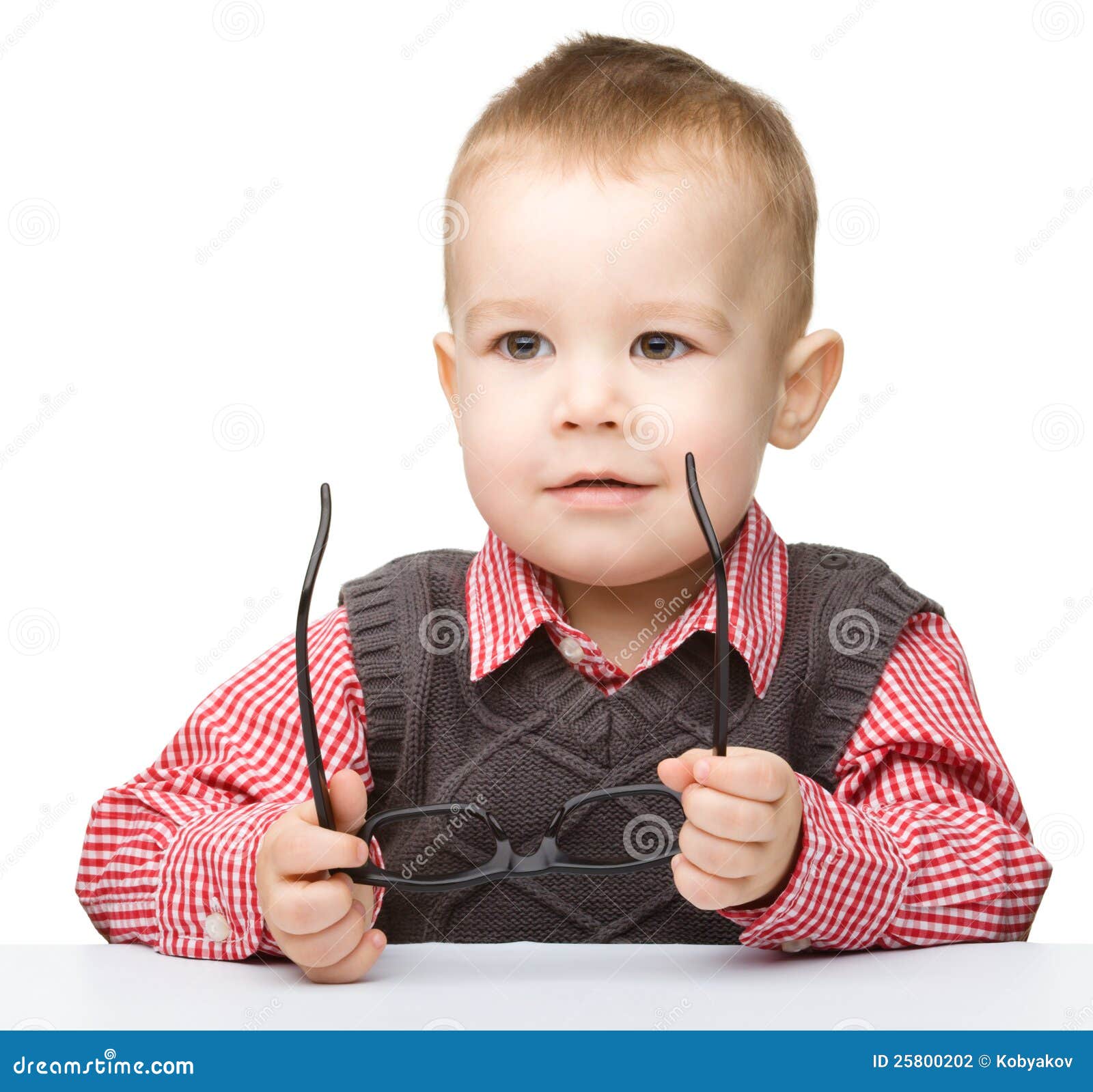 Portrait of a Cute Little Boy Wearing Glasses Stock Photo Image of