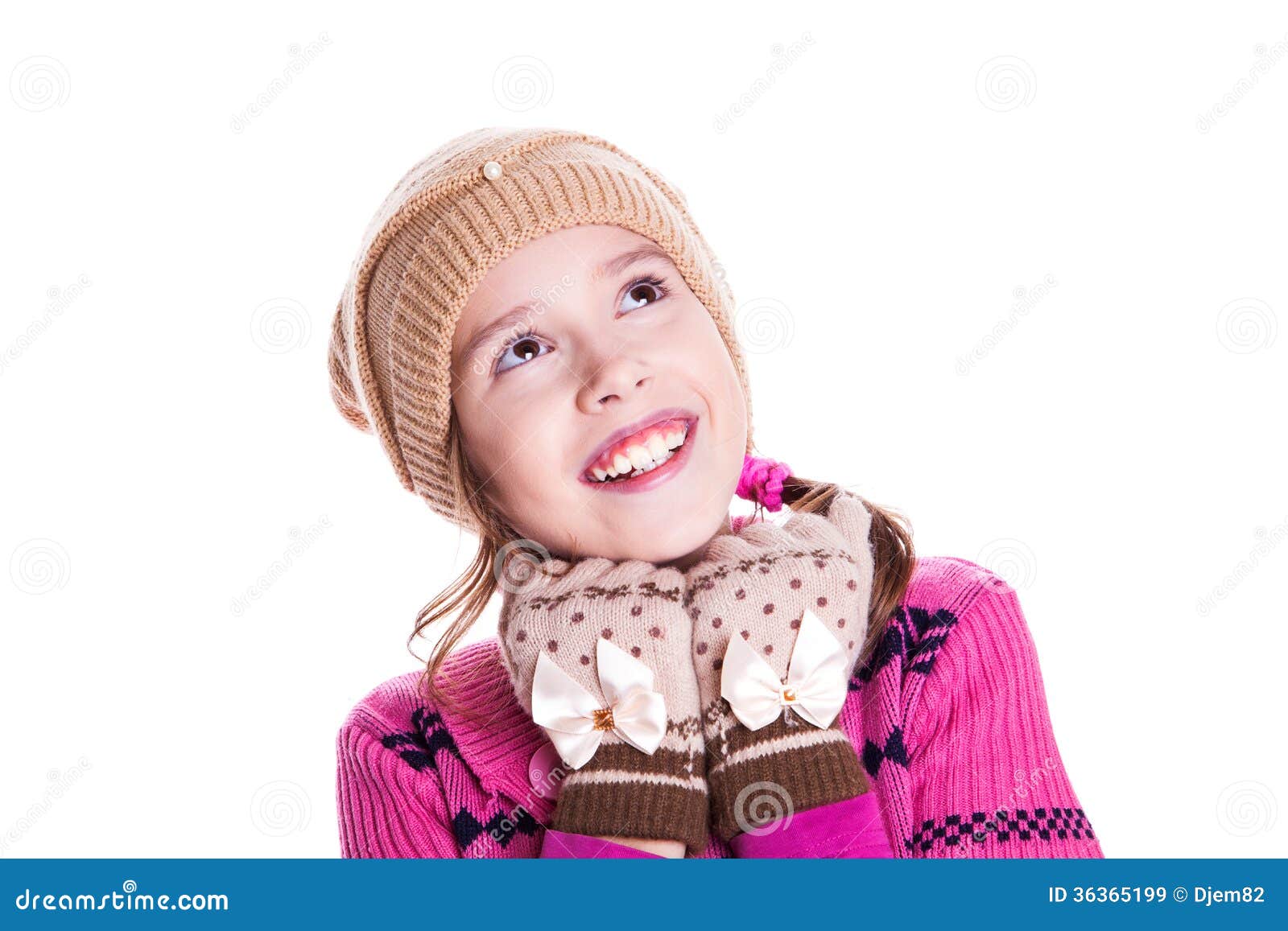 Portrait of Cute Little Girl Looking Up Stock Image - Image of cute ...