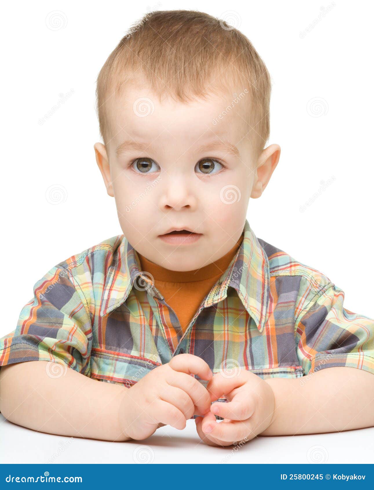 Portrait of a Cute and Pensive Little Boy Stock Image - Image of ...