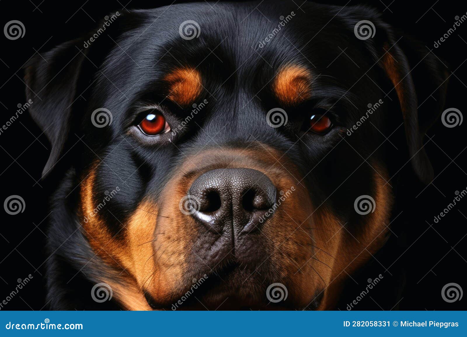 Portrait of a Cute Rottweiler Dog Created with Generative AI Technology
