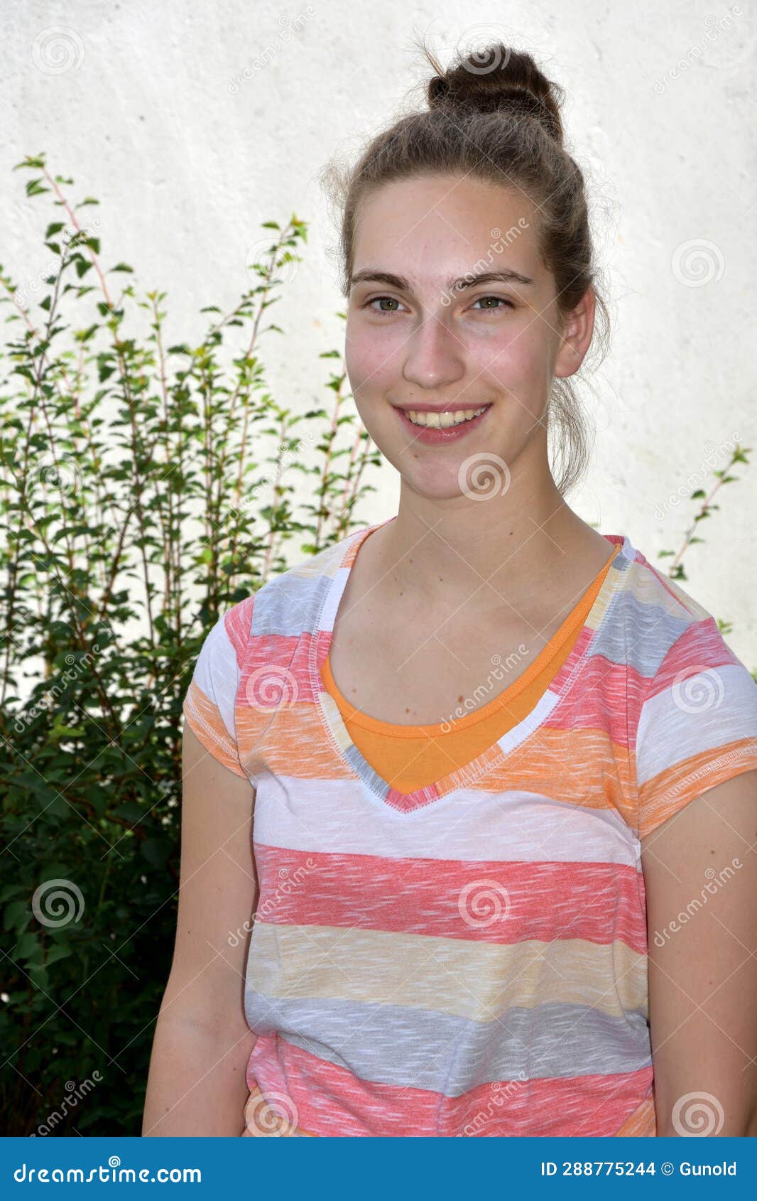 portrait of a cute young girl with chignon