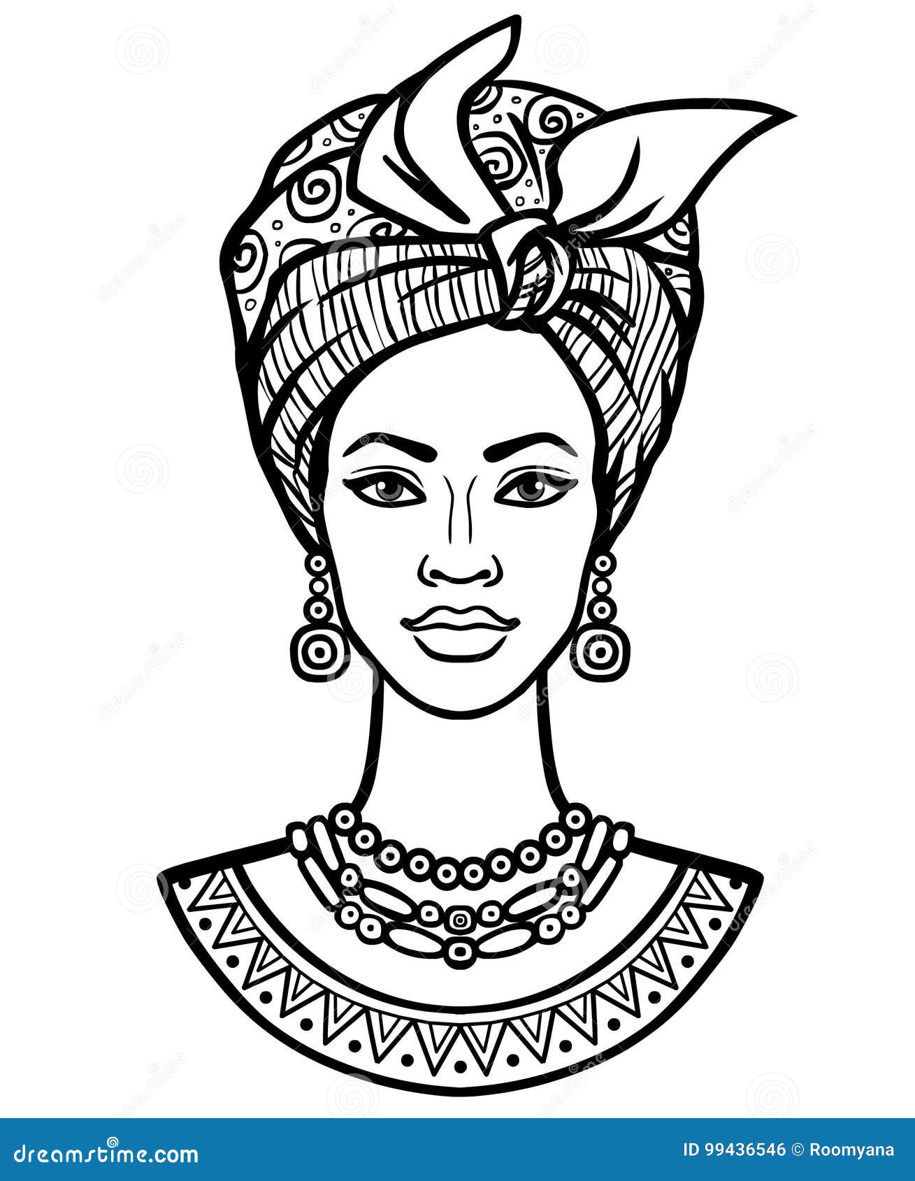 illustration stock portrait d animation de la jeune femme africaine dans un turban image