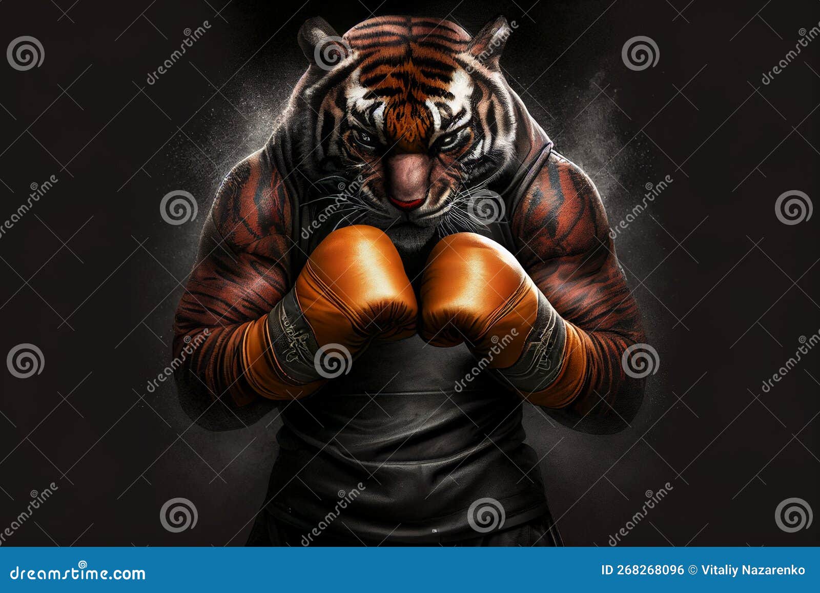 Portrait D'un Tigre Dans Un Tracksuit Et Gants De Boxe. Ai Généré.  Illustration Stock - Illustration du tigre, chat: 268268096