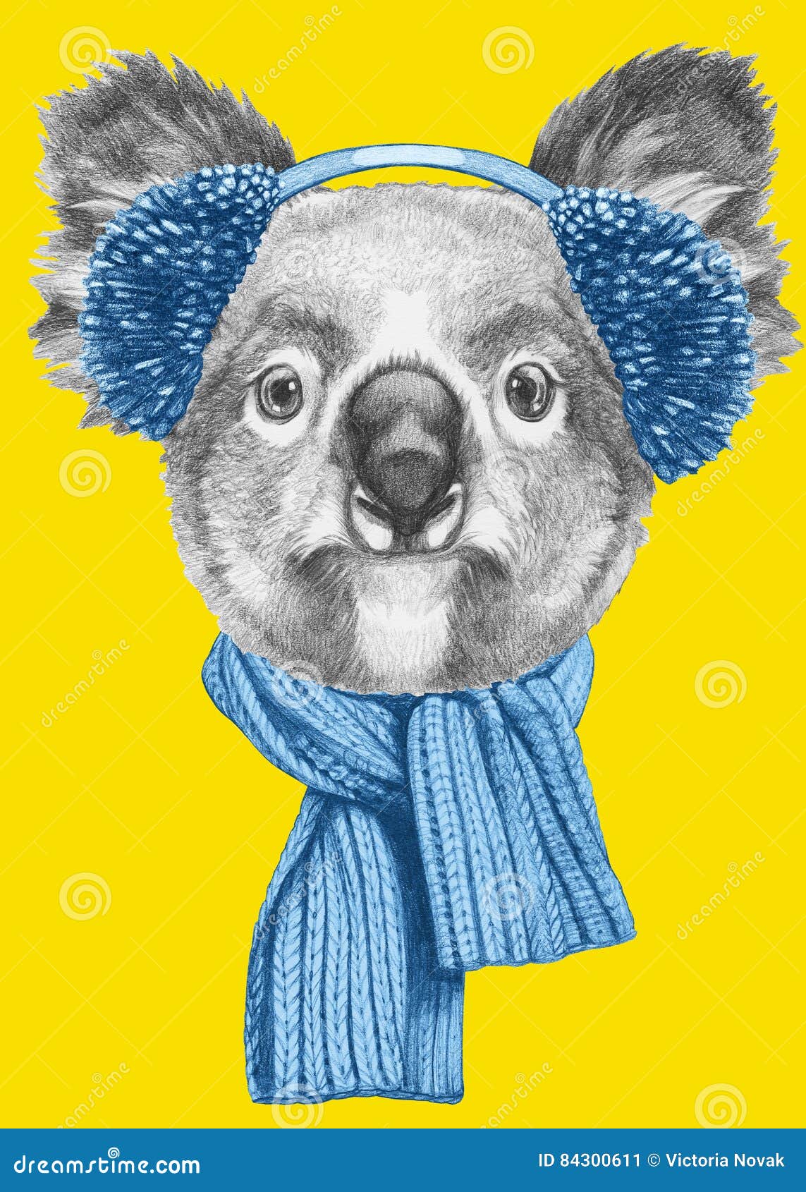 Portrait De Koala Avec L'écharpe Et Les Bouche-oreilles Illustration Stock  - Illustration du saison, décoratif: 84300611