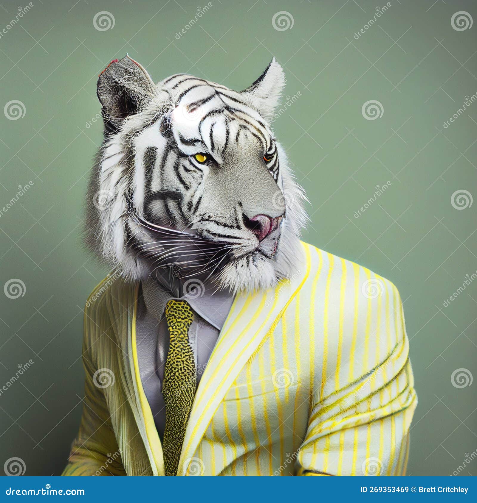 Portrait De Modèle De Tigre Coloré Et élégant Illustration Stock