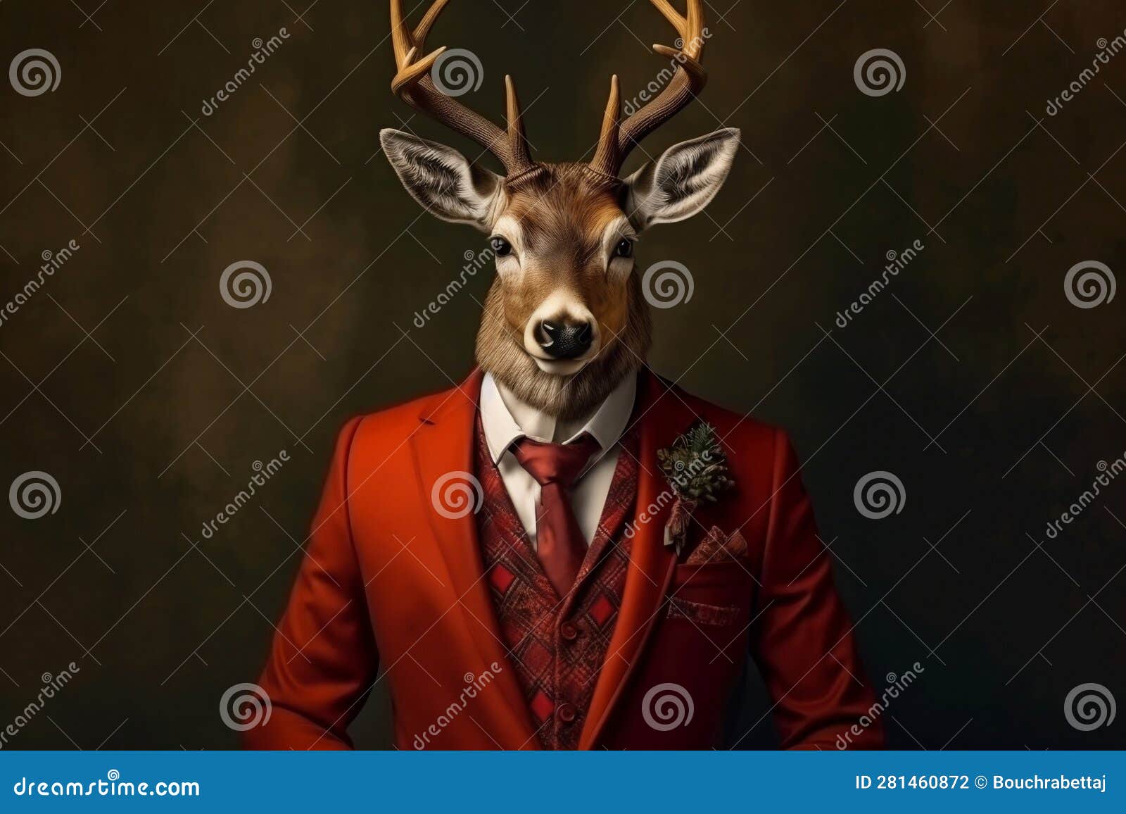 Portrait of a Deer Dressed in a Formal Business Suit Stock Illustration ...