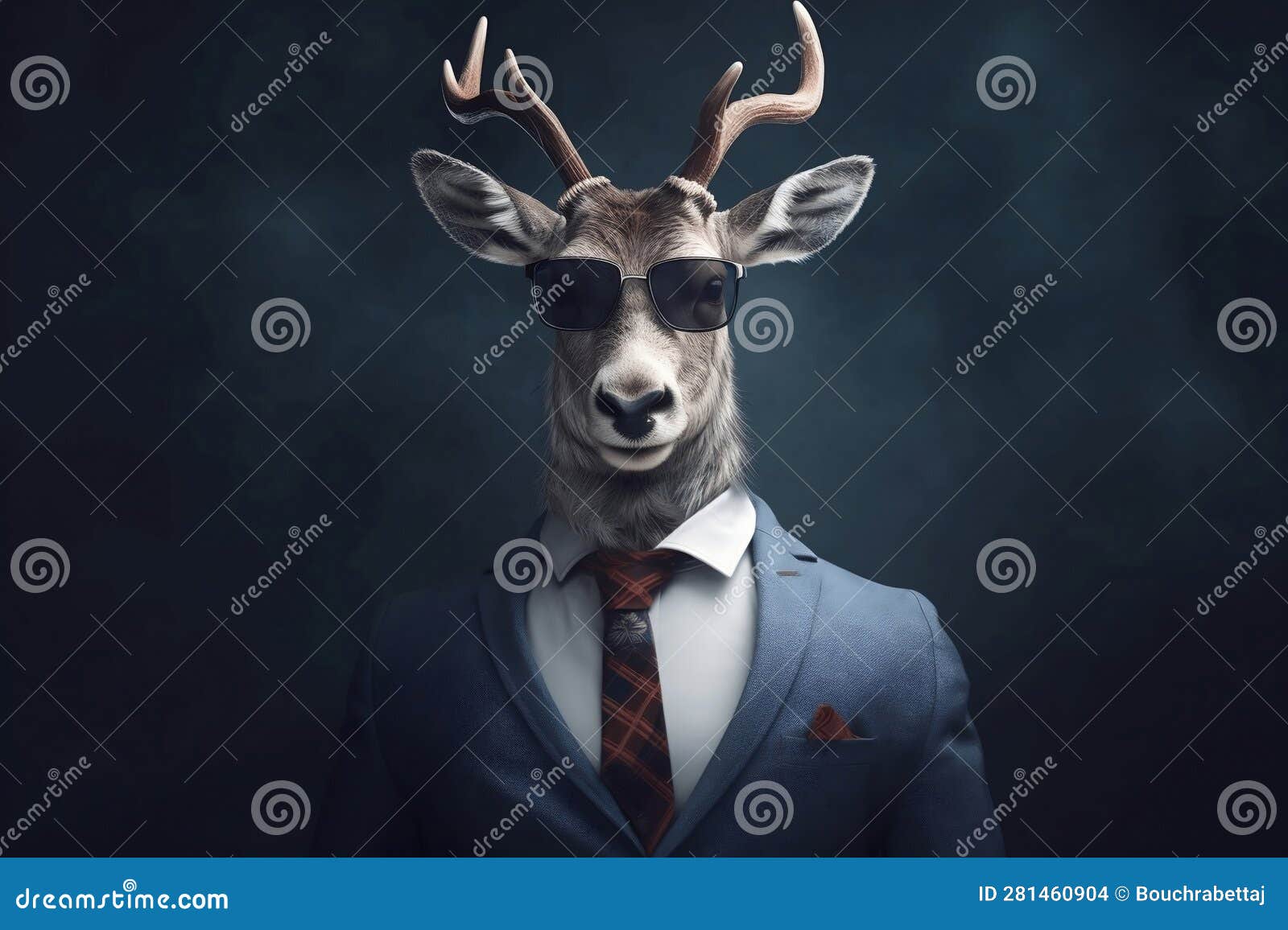 Portrait of a Deer Dressed in a Formal Business Suit Stock Illustration ...