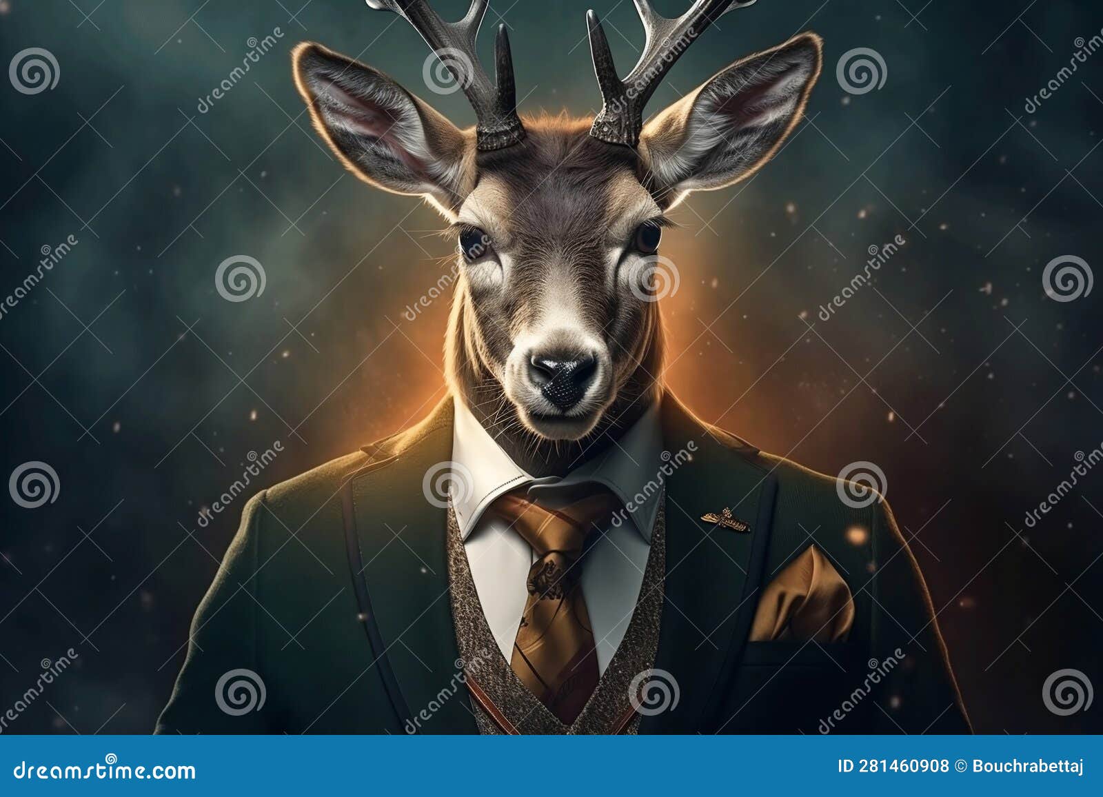 Portrait of a Deer Dressed in a Formal Business Suit Stock Illustration ...