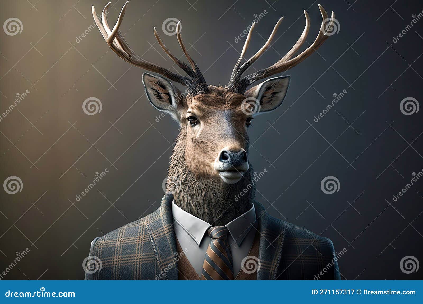 Portrait of Deer Dressed in a Formal Business Suit Stock Illustration ...