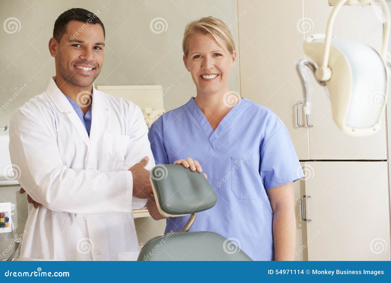 Portrait of Dentist and Dental Nurse in Surgery Stock Photo Image of