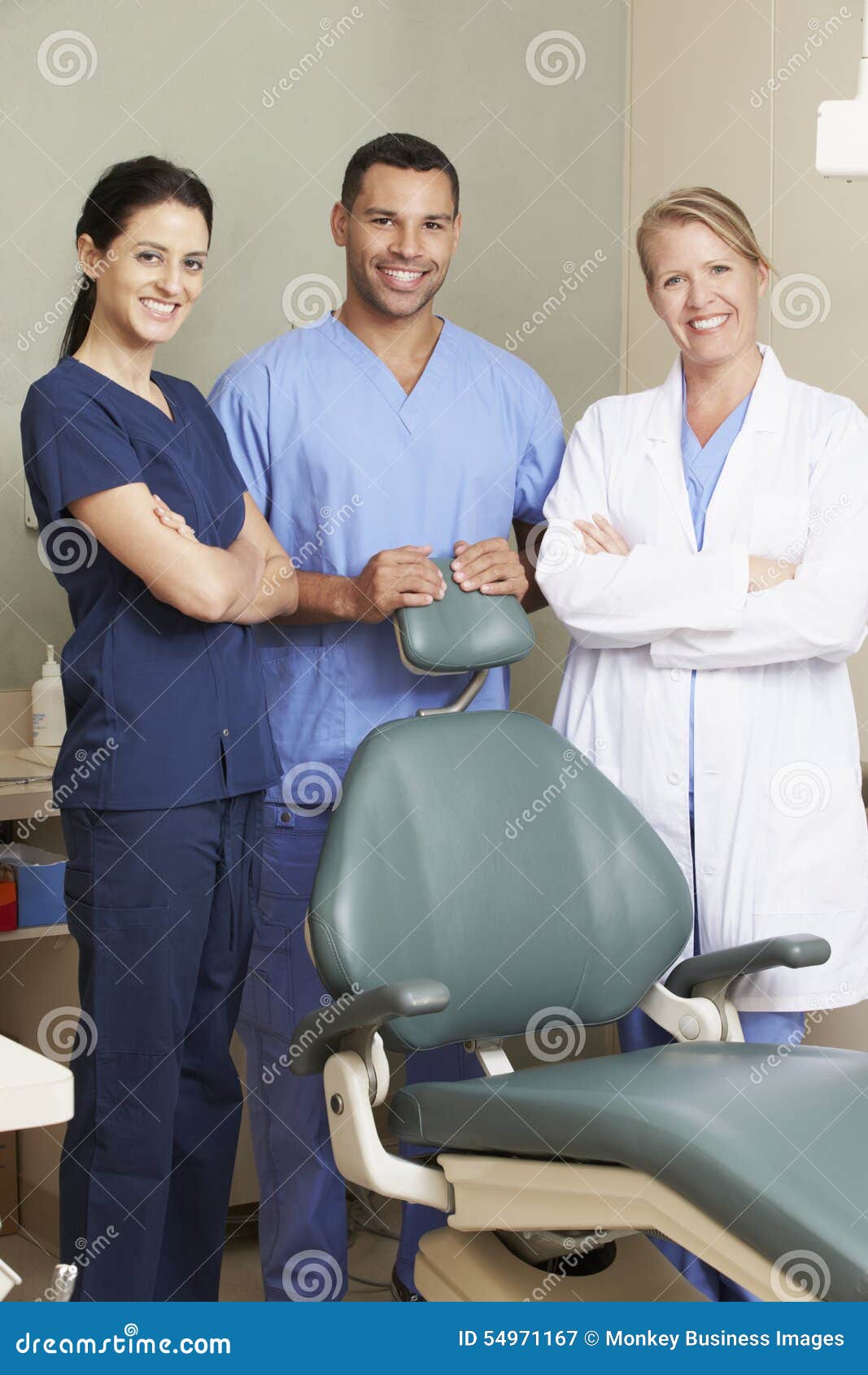 Portrait of Dentist and Dental Nurses in Surgery Stock Image Image of