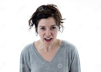 Portrait of a Desperate Young Woman with Angry Face Looking Furious