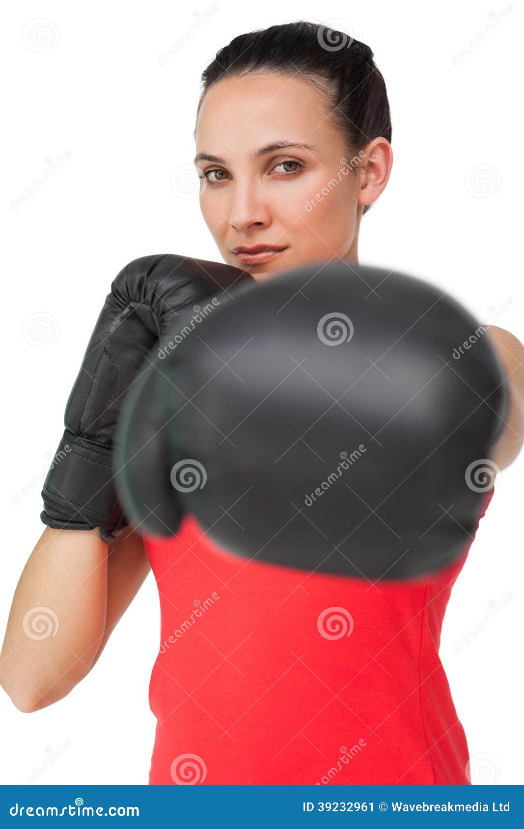 Portrait of a Determined Female Boxer Focused on Training Stock Image Image of white, view
