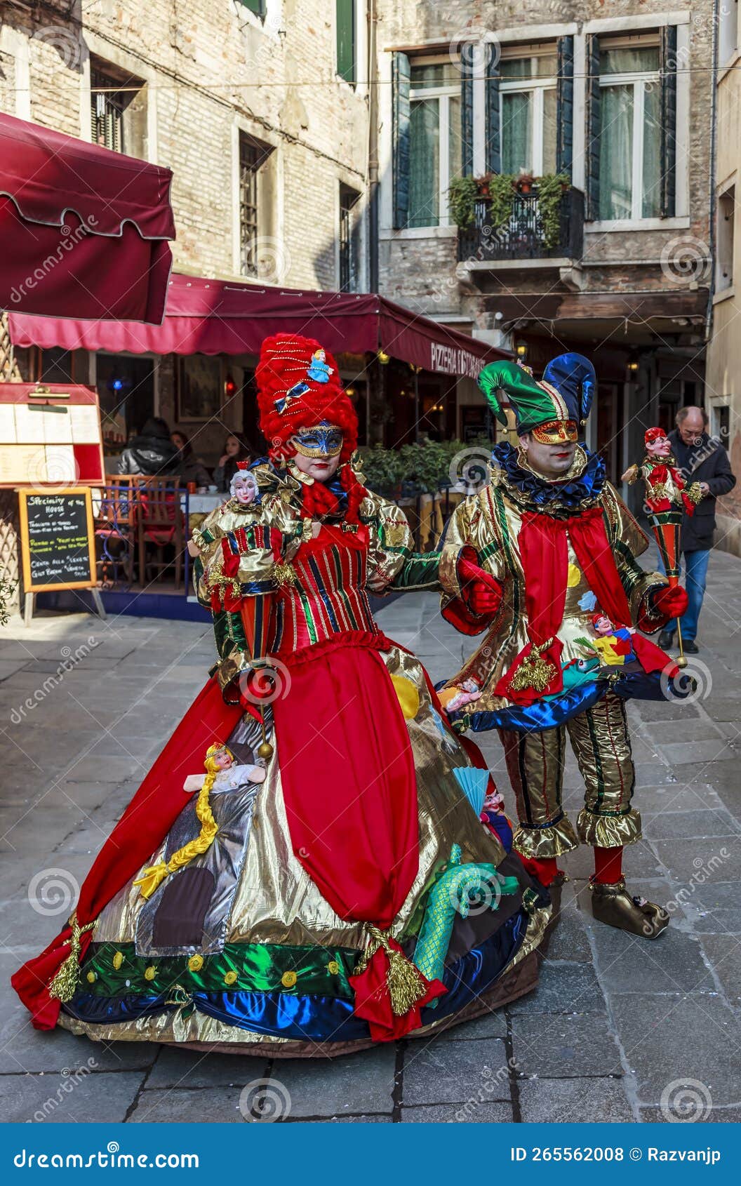 Portrait Of A Disguised Couple Venice Carnival 2012 Editorial Stock