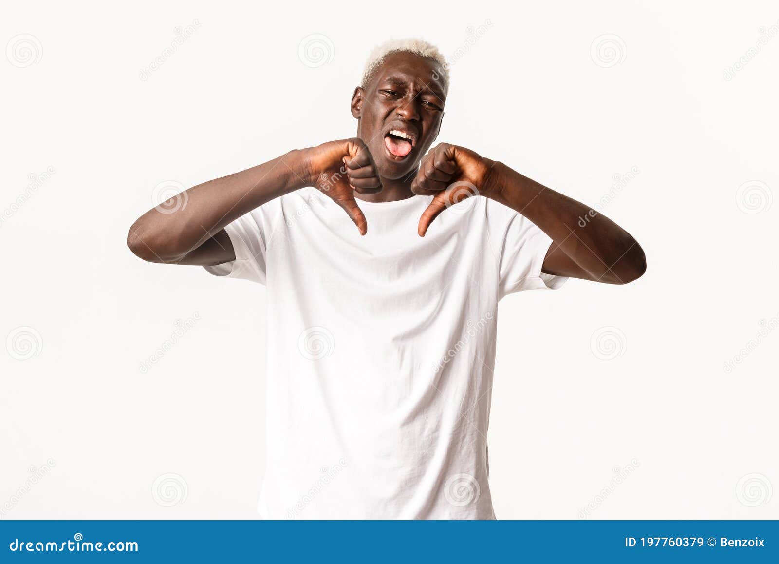 Portrait of Disgusted African-american Blond Man, Showing Tongue and ...